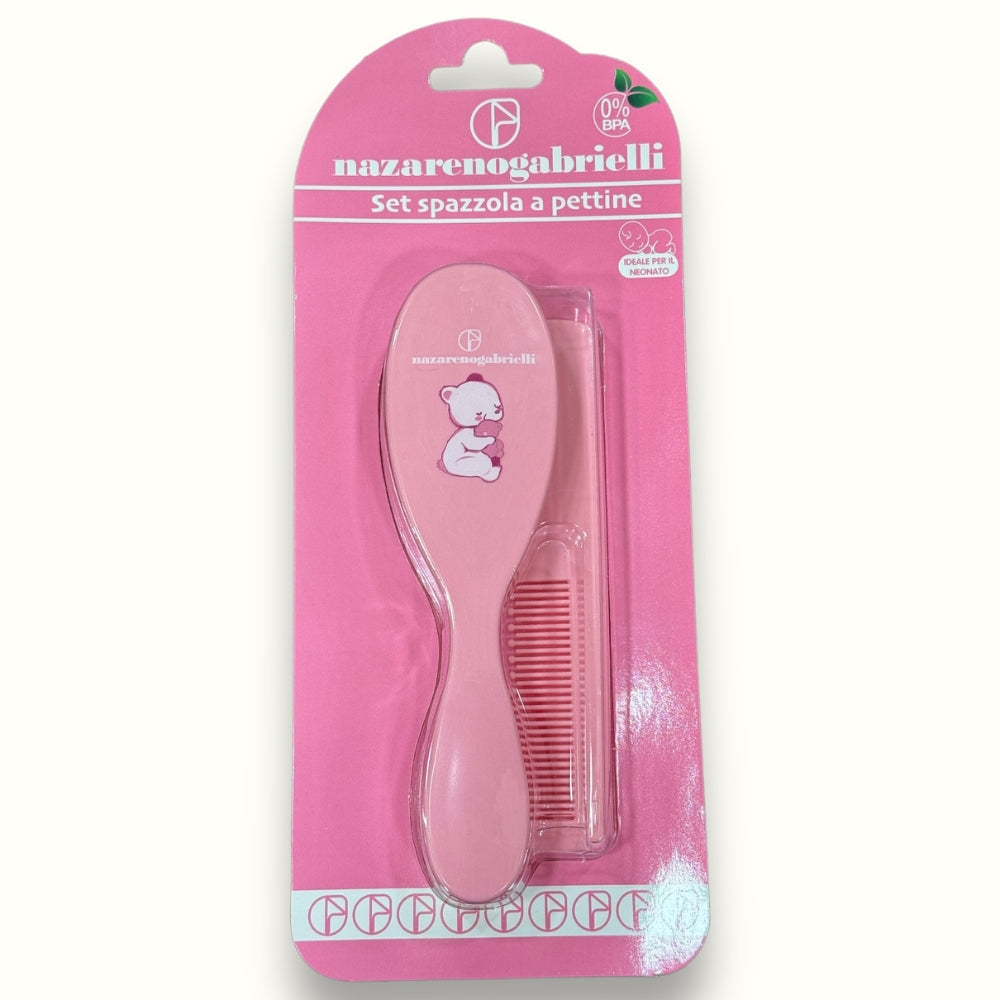 Nazareno Gabrielli - Set Spazzola E Pettine Disponibile In Colori Rosa E Celeste