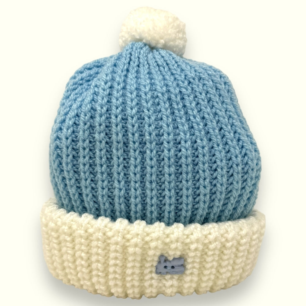 Nancy Baby - Cappellino Baby In Misto Lana Bicolore Con Pon Pon  Art. 1638