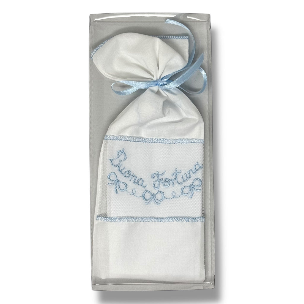 Nancy Baby - Camicina In Sacchetto Ricamo Buona Fortuna Senza Manica In Puro Cotone  Art. 32