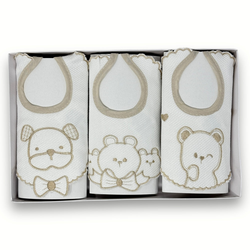 Irge - Set Regalo 3pezzi Bavette In Jacquard Ricamato Art. Ir1973-2