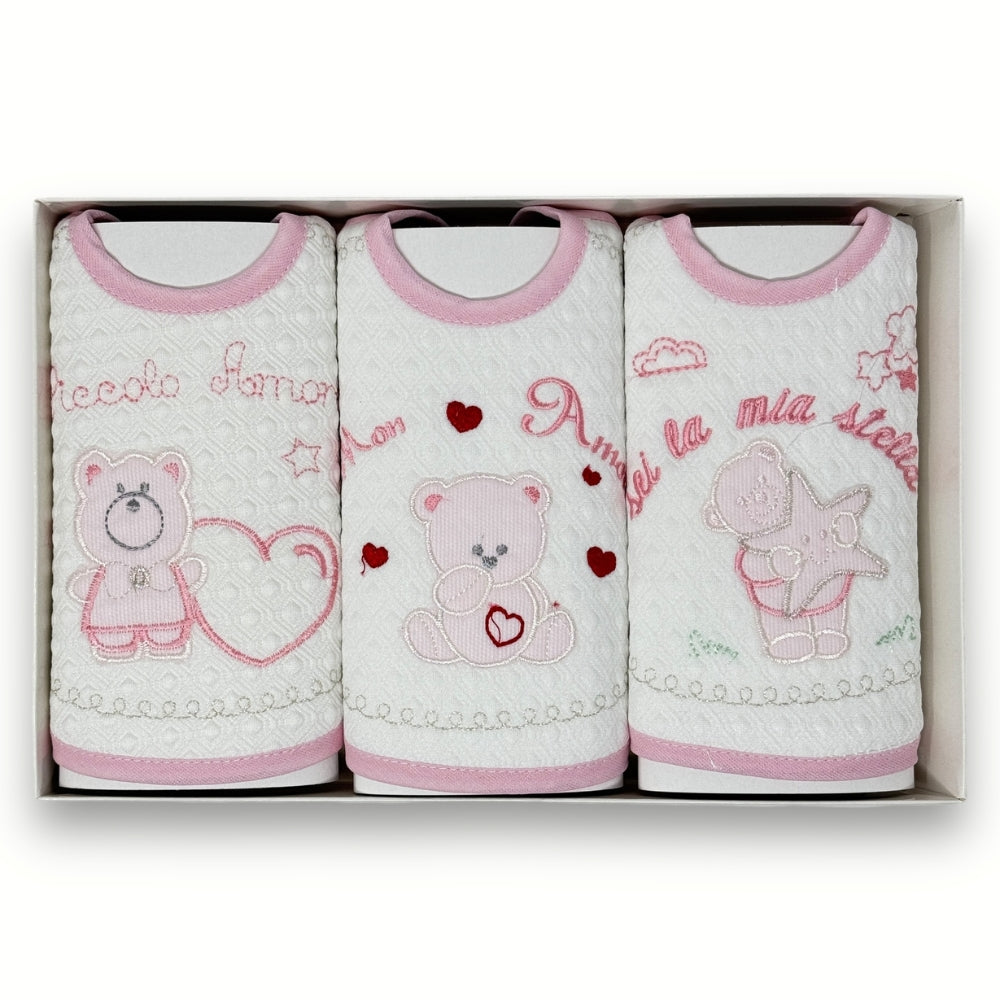 Nancy Baby - Set Regalo 3pezzi Bavette In Jacquard Ricamato  Art. 1888