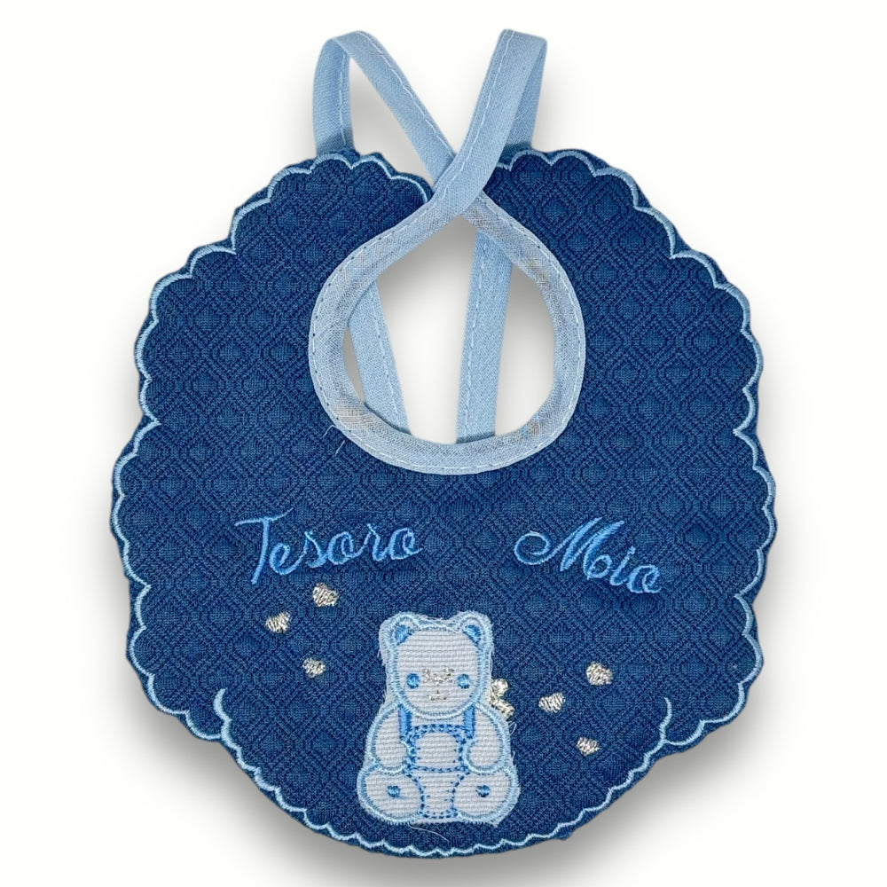 Teneri Bebè - Bavetta Prima Nascita Ricamata In Puro Cotone 100%  Art. 359-3