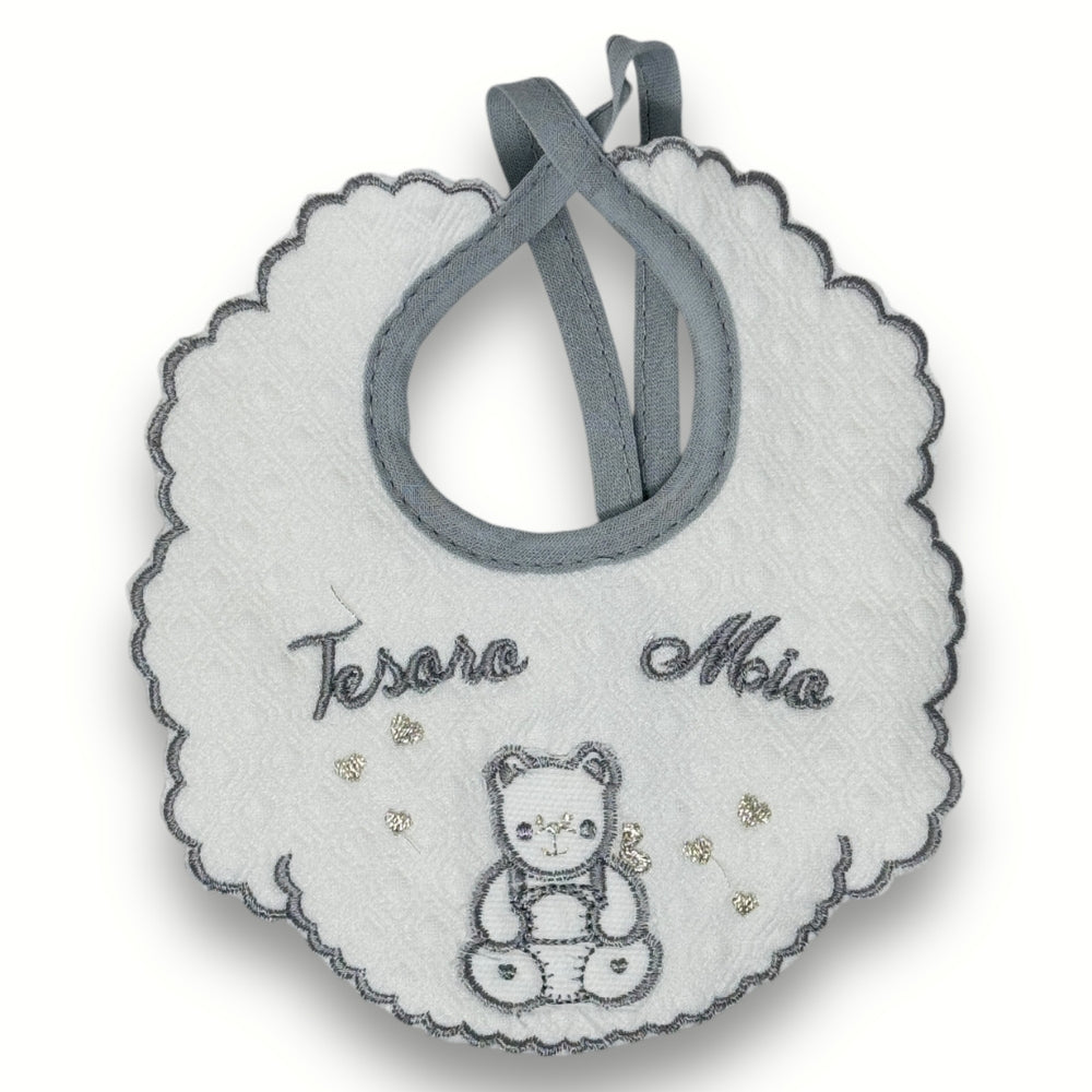 Teneri Bebè - Bavetta Prima Nascita Ricamata In Puro Cotone 100%  Art. 359-3
