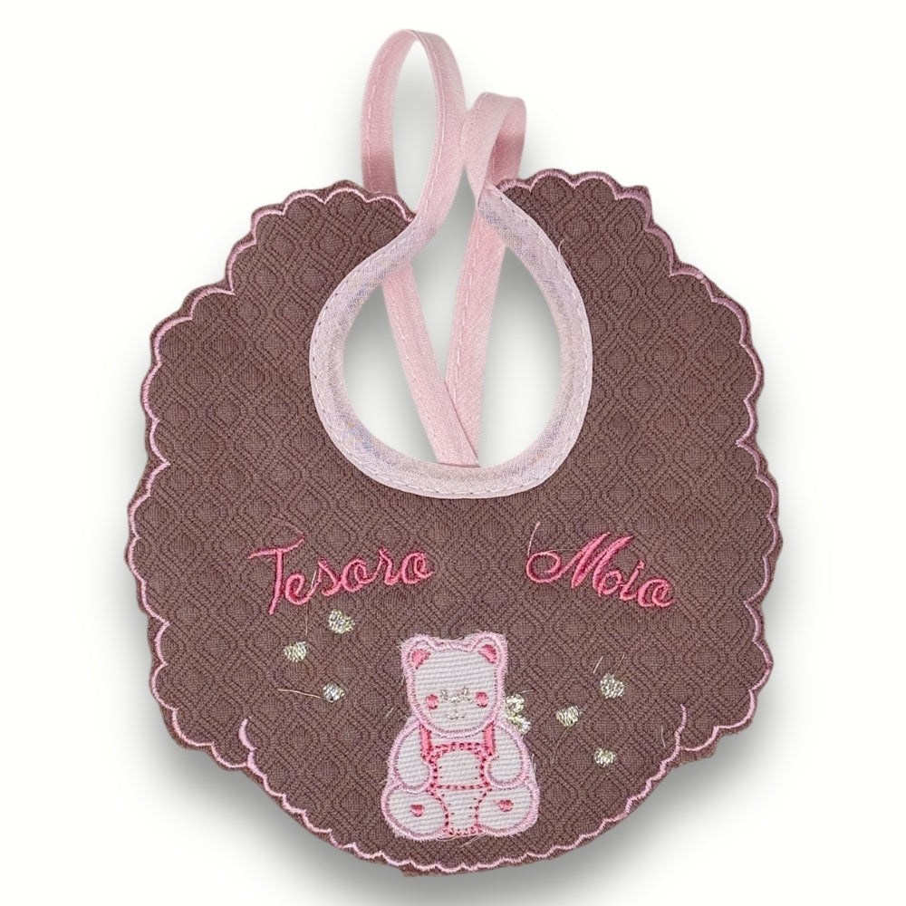 Teneri Bebè - Bavetta Prima Nascita Ricamata In Puro Cotone 100%  Art. 359-3