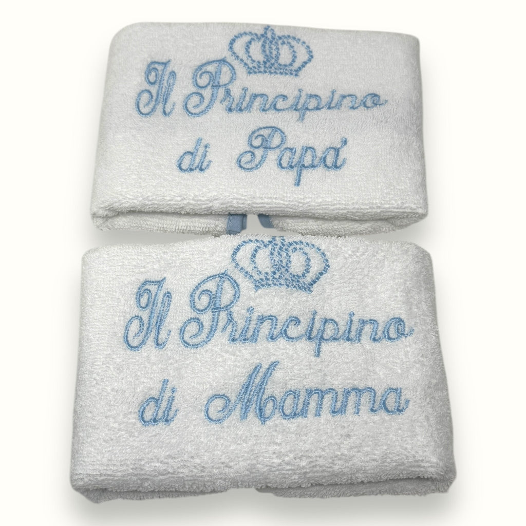 Nancy Baby - Idea Regalo Baby Set 2 Asciugamano Ricamati  Mamma/papà  Art. 1517
