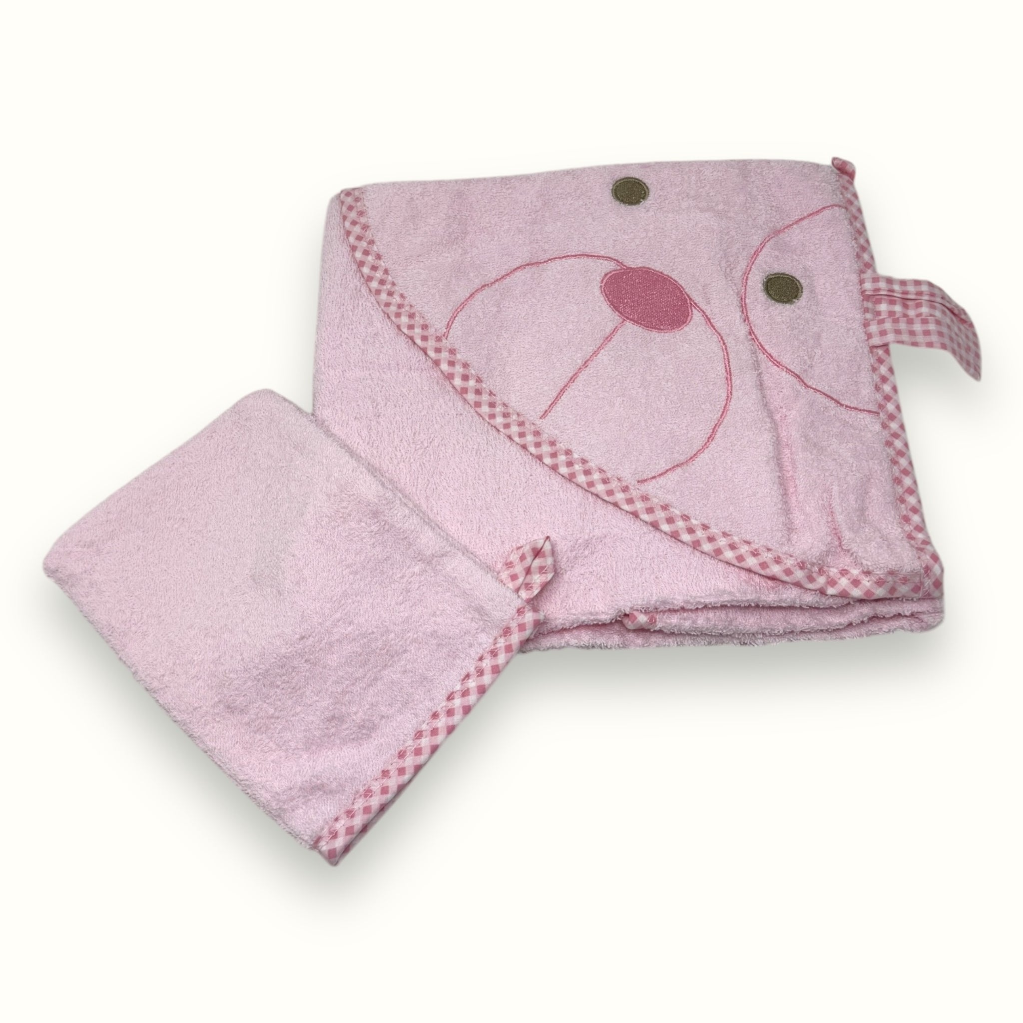 Nancy - Accappatoio Triangolo + Guantino Per Neonato Ricamato In Spugna100% Cot.  Art. 444