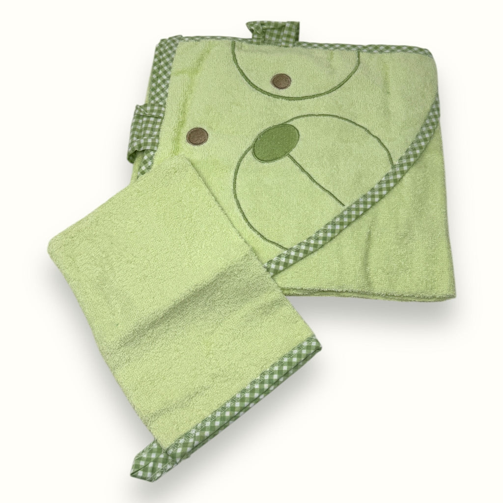 Nancy - Accappatoio Triangolo + Guantino Per Neonato Ricamato In Spugna100% Cot.  Art. 444