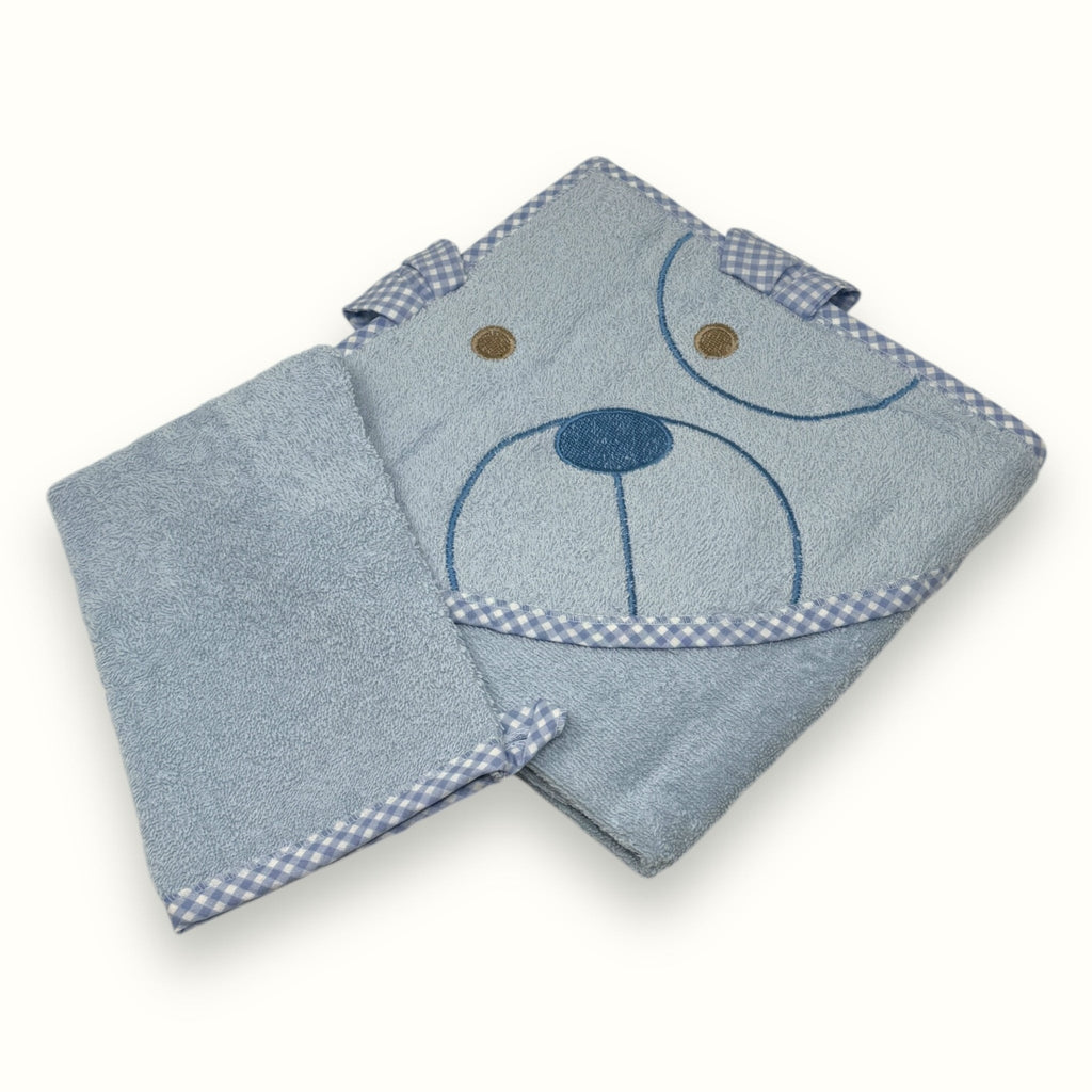 Nancy - Accappatoio Triangolo + Guantino Per Neonato Ricamato In Spugna100% Cot.  Art. 444