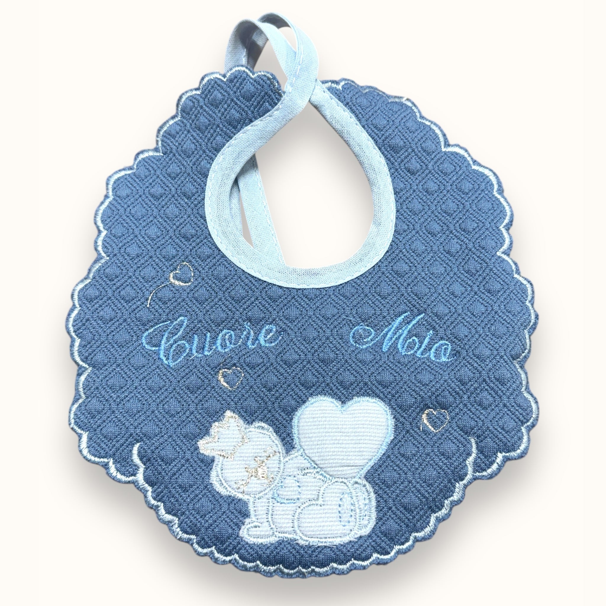 Teneri Bebe' - Bavetta Prima Nascita Ricamata In Puro Cotone 100%  "vari Colori"  Art. 359-2