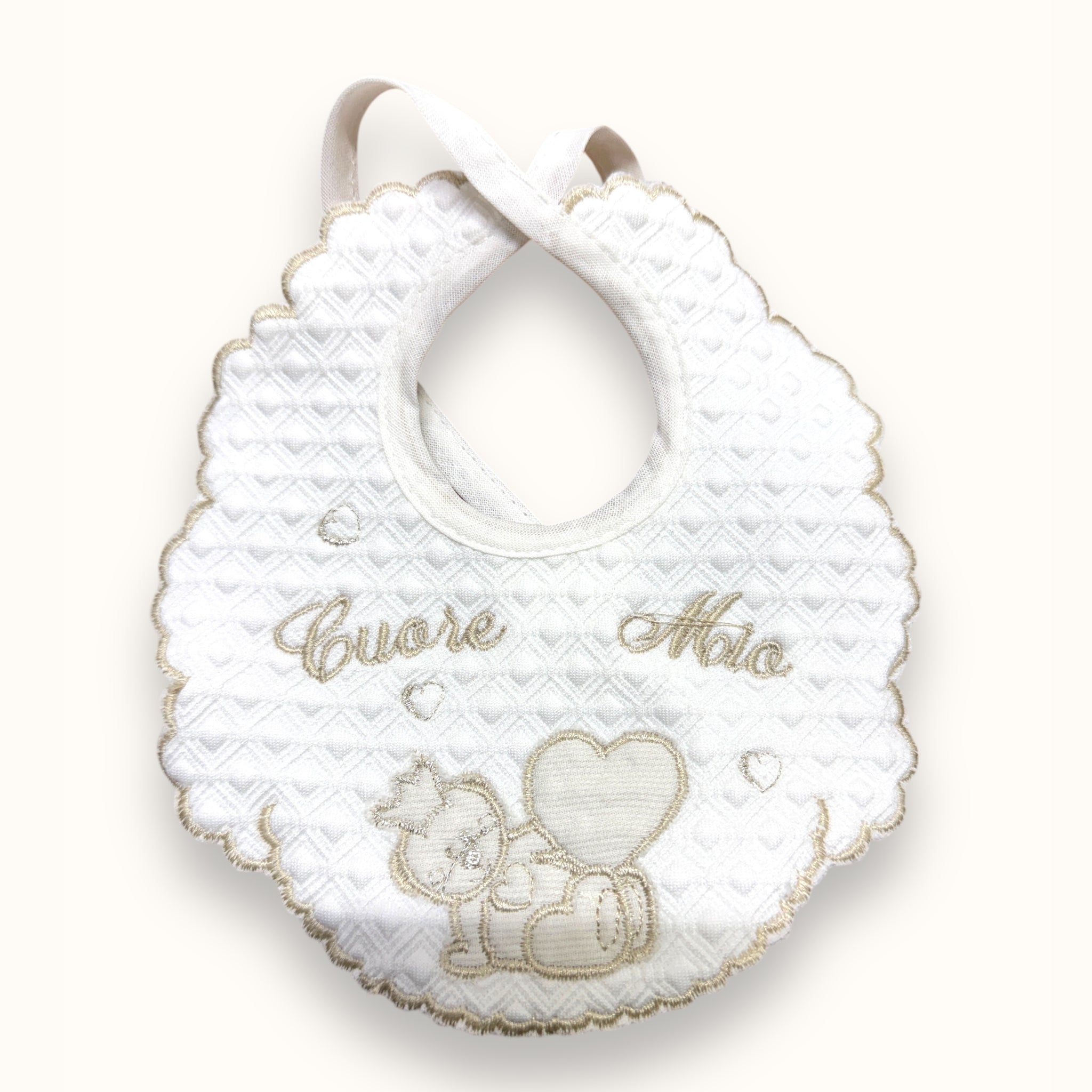Teneri Bebe' - Bavetta Prima Nascita Ricamata In Puro Cotone 100%  "vari Colori"  Art. 359-2