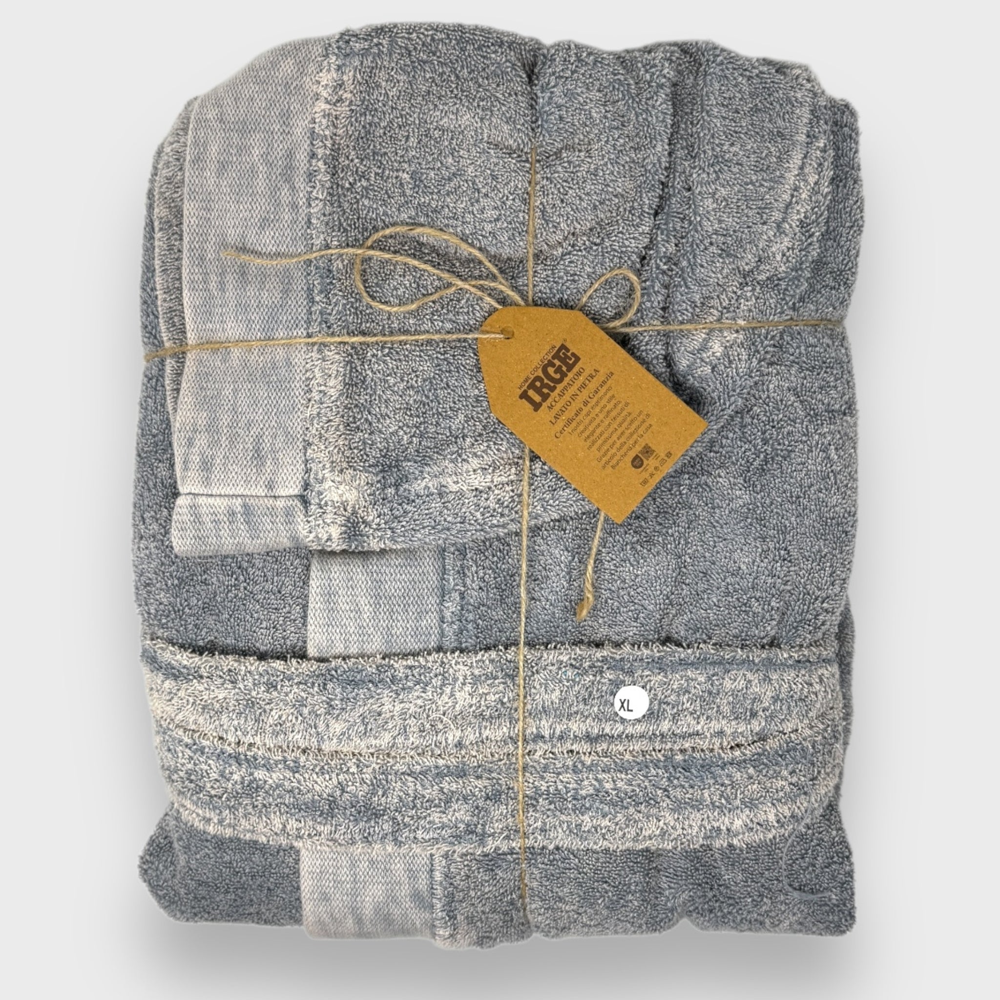 Irge - Accappatoio Unisex Spugna Stone Washed 100% Cotone Effetto Slavato