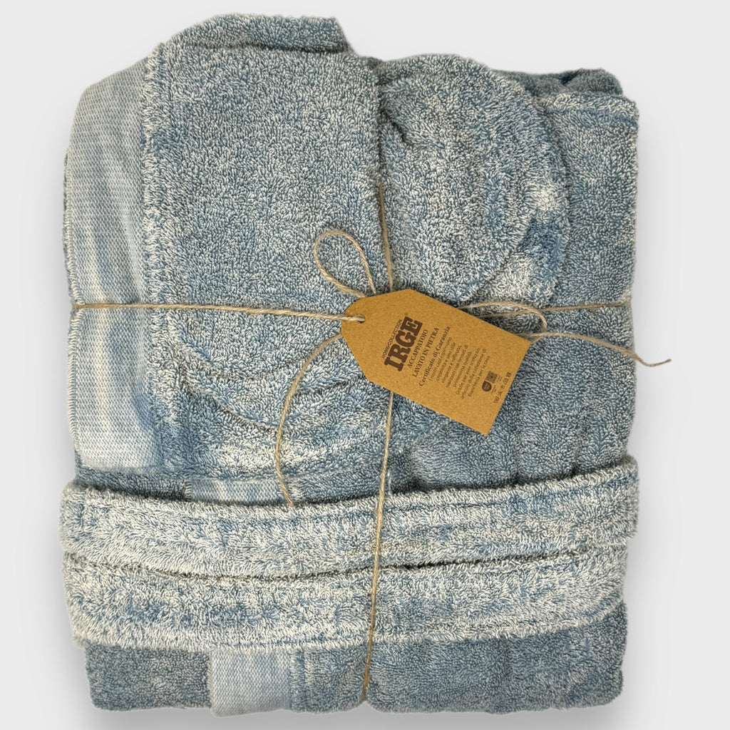 Irge - Accappatoio Unisex Spugna Stone Washed 100% Cotone Effetto Slavato