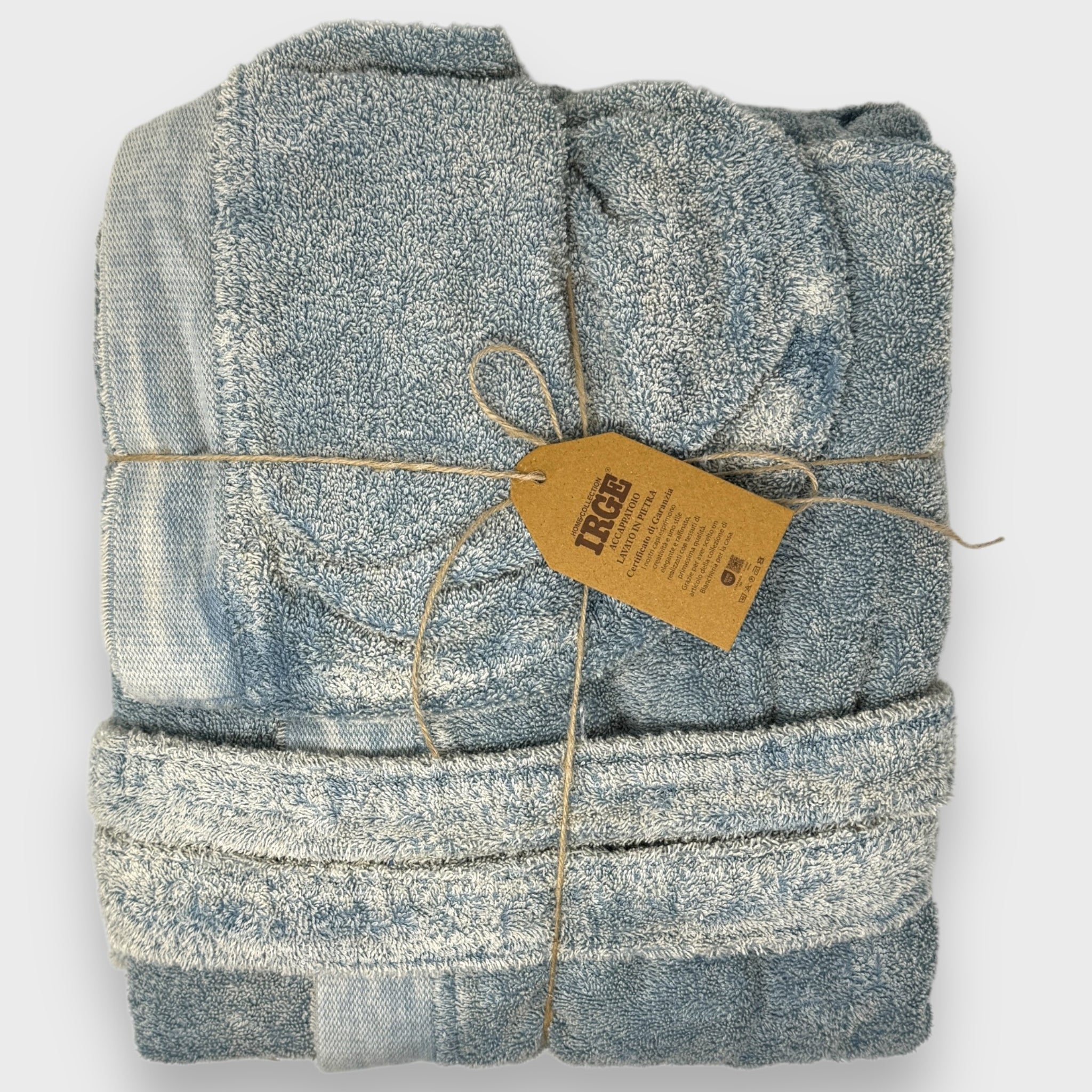 Irge - Accappatoio Unisex Spugna Stone Washed 100% Cotone Effetto Slavato