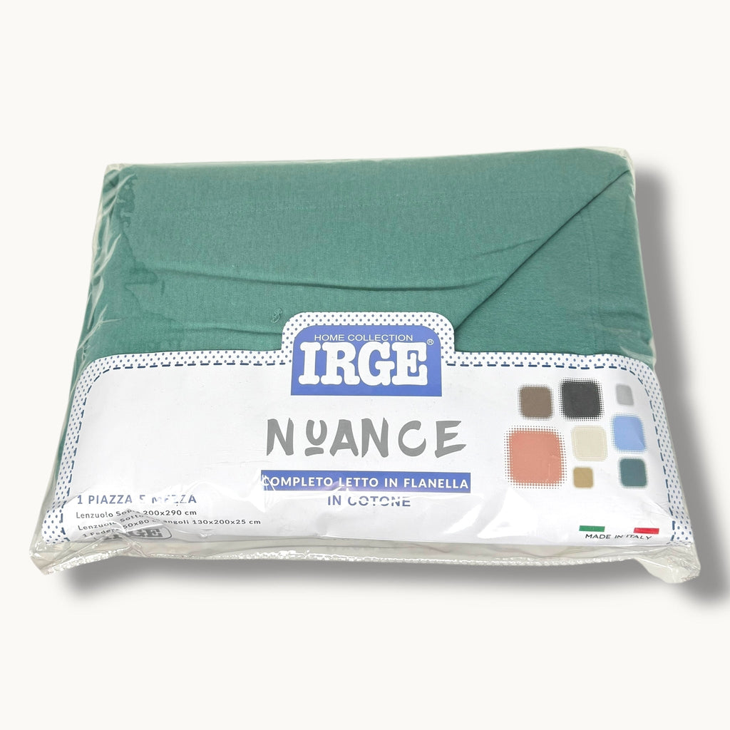 Irge - Coppia Flanella Tinta Unita In Puro Cotone Matrimoniale E Una Piazza E Mezza Art. Nuance