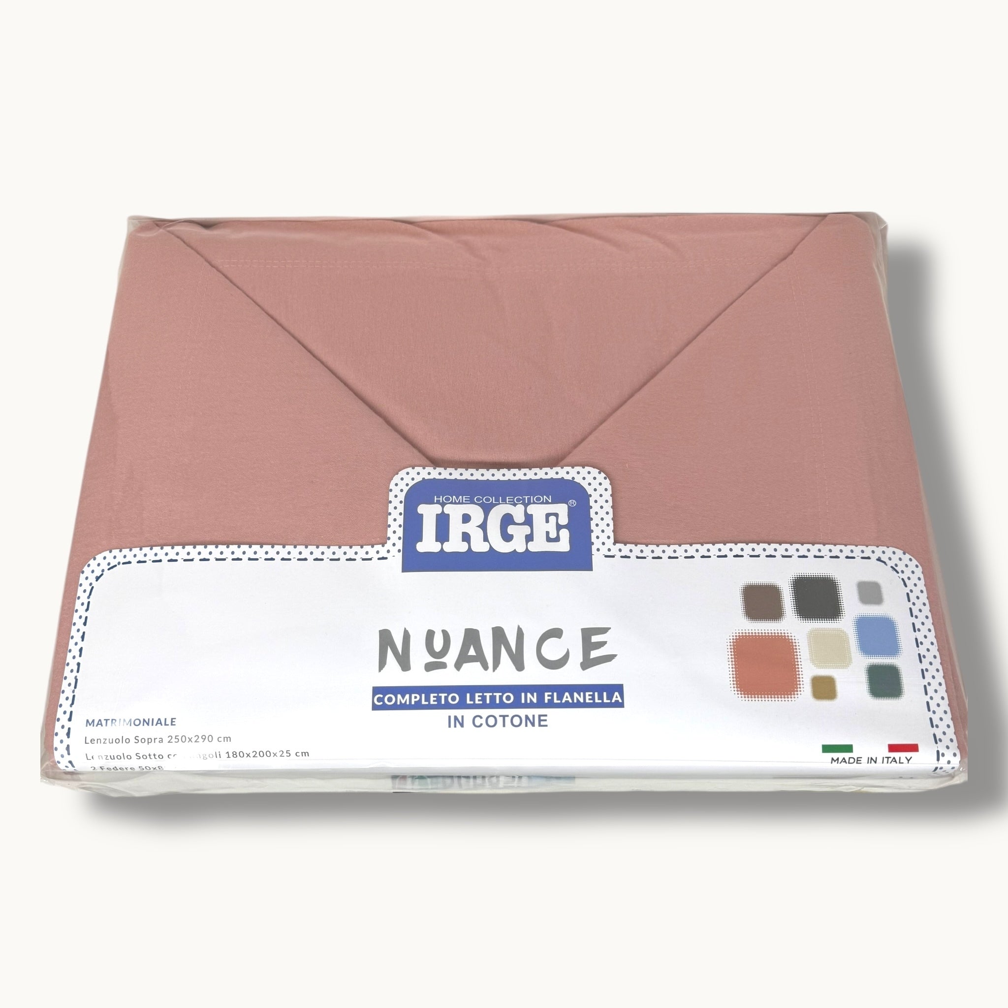 Irge - Coppia Flanella Tinta Unita In Puro Cotone Matrimoniale E Una Piazza E Mezza Art. Nuance