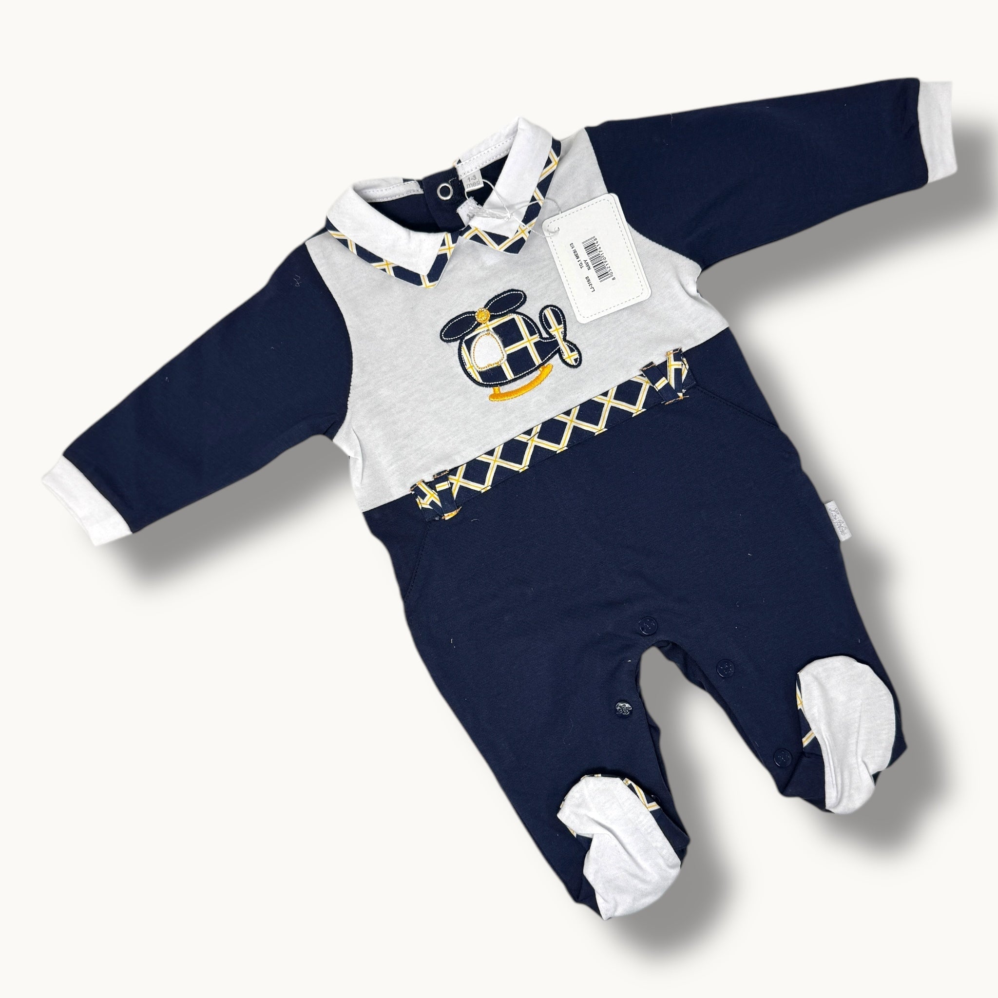 Les Jolies - Tutina Lunga Maschietto In Cotone 100% Con Ricamo E Applicazioni  Art. Lj318/8