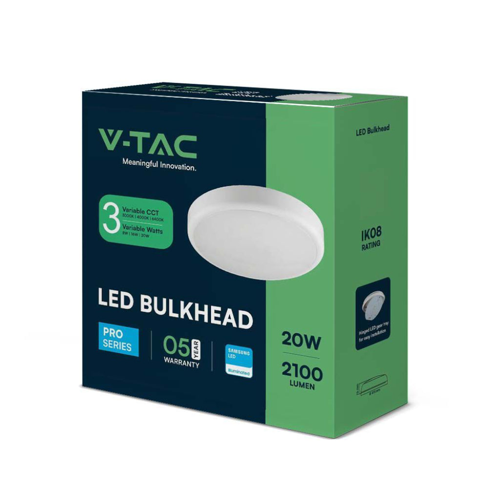 Plafoniera LED Rotonda 20W Samsung 3in1 IP65 120 lm/W Bianco