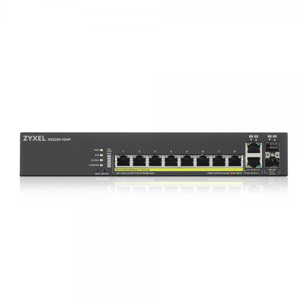 Zyxel GS2220-10HP-EU0101F switch di rete Gestito L2 Gigabit Ethernet (10/100/1000) Supporto Power over Ethernet (PoE) Nero [GS2220-10HP-EU0101F]