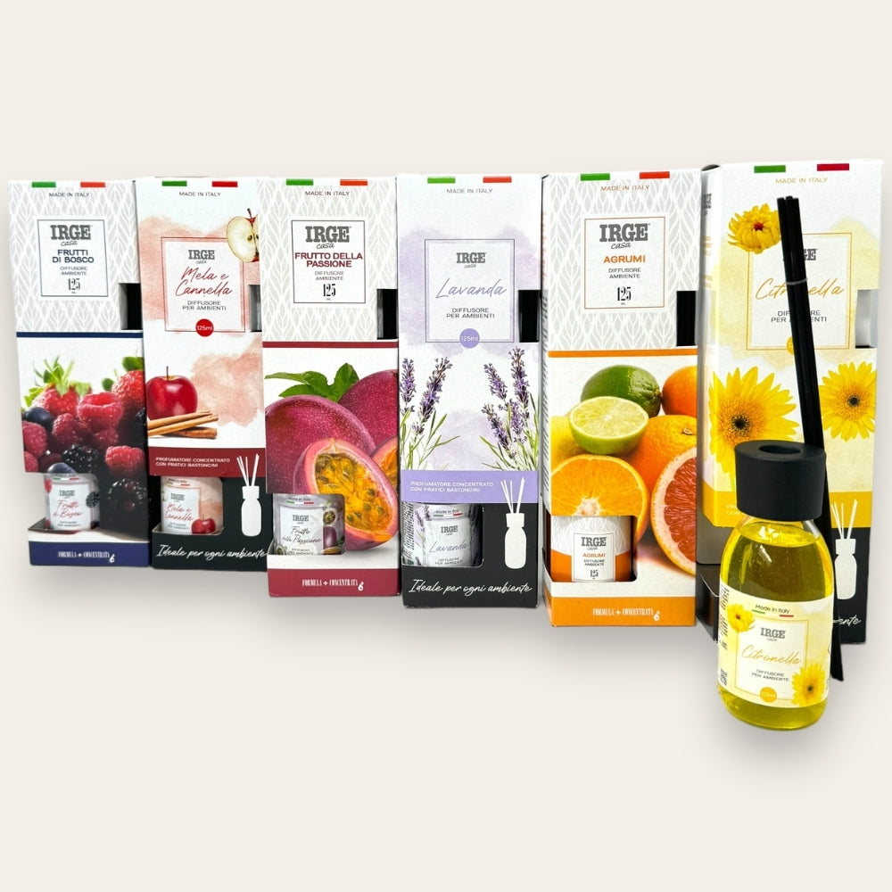 Irge Home - Diffusori Per Ambiente 125ml Concentrato Con Bastoncini Profumo Intenso E Durata Maggiore Art. 125ml