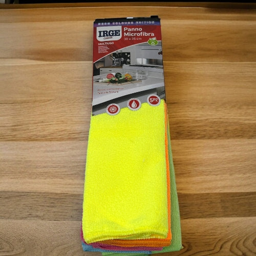Irge Casa - Confezione 5 Pezzi Panno Multiuso In Microfibra Extra Pulente Colori Fluo Art. Pan3568a
