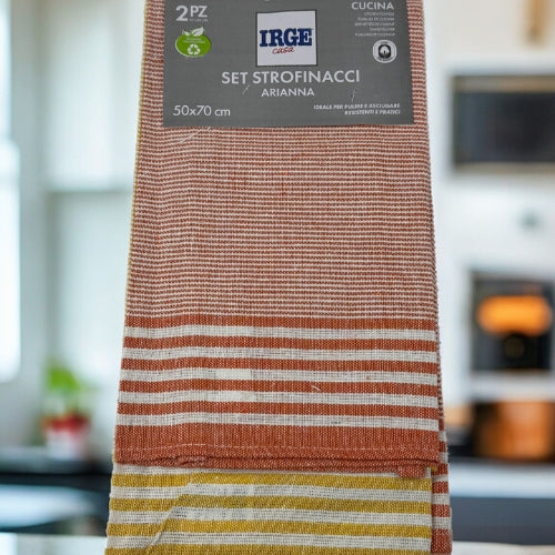 Irge Casa - Confezione 2 Strofinacci-cucina  In 100% Cotone Fantasia Mis. 48x70  Str6057a Arianna