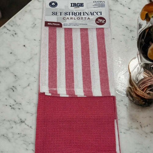 Irge Casa - Confezione 2 Strofinacci-cucina  In 100% Cotone Fantasia