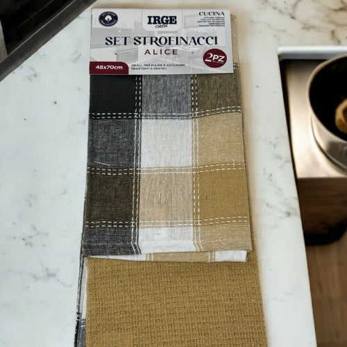 Irge Casa - Confezione 2 Strofinacci-cucina  In 100% Cotone Fantasia  Art. Str6221a Alice