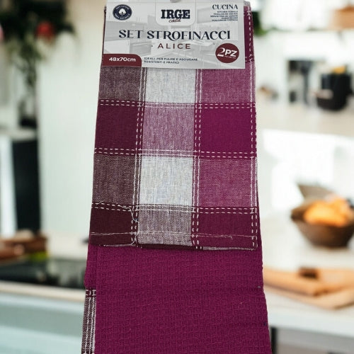 Irge Casa - Confezione 2 Strofinacci-cucina  In 100% Cotone Fantasia  Art. Str6221a Alice