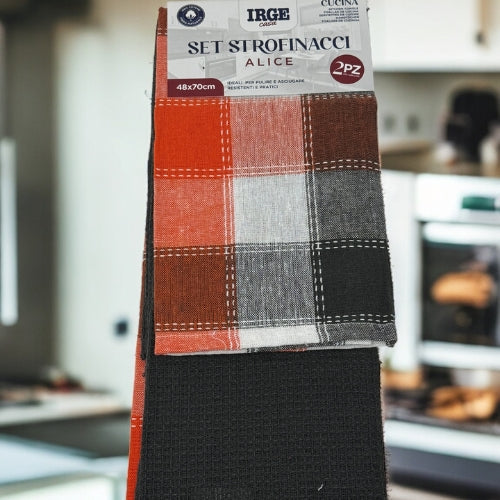 Irge Casa - Confezione 2 Strofinacci-cucina  In 100% Cotone Fantasia  Art. Str6221a Alice