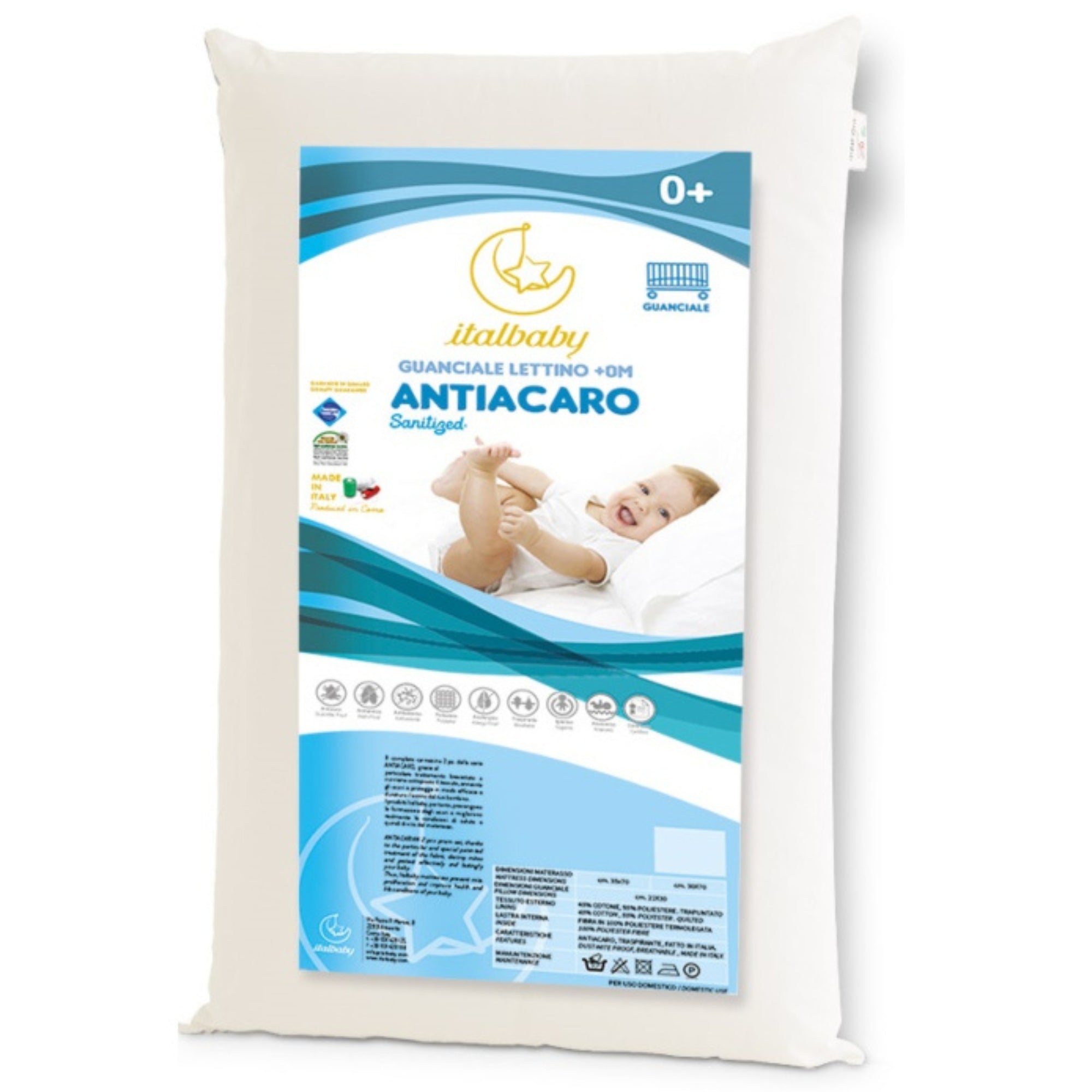 Italbaby - Cuscino Antisoffoco E Antiacaro Per Culla Lettino - Antitarmico E Antibatterico
