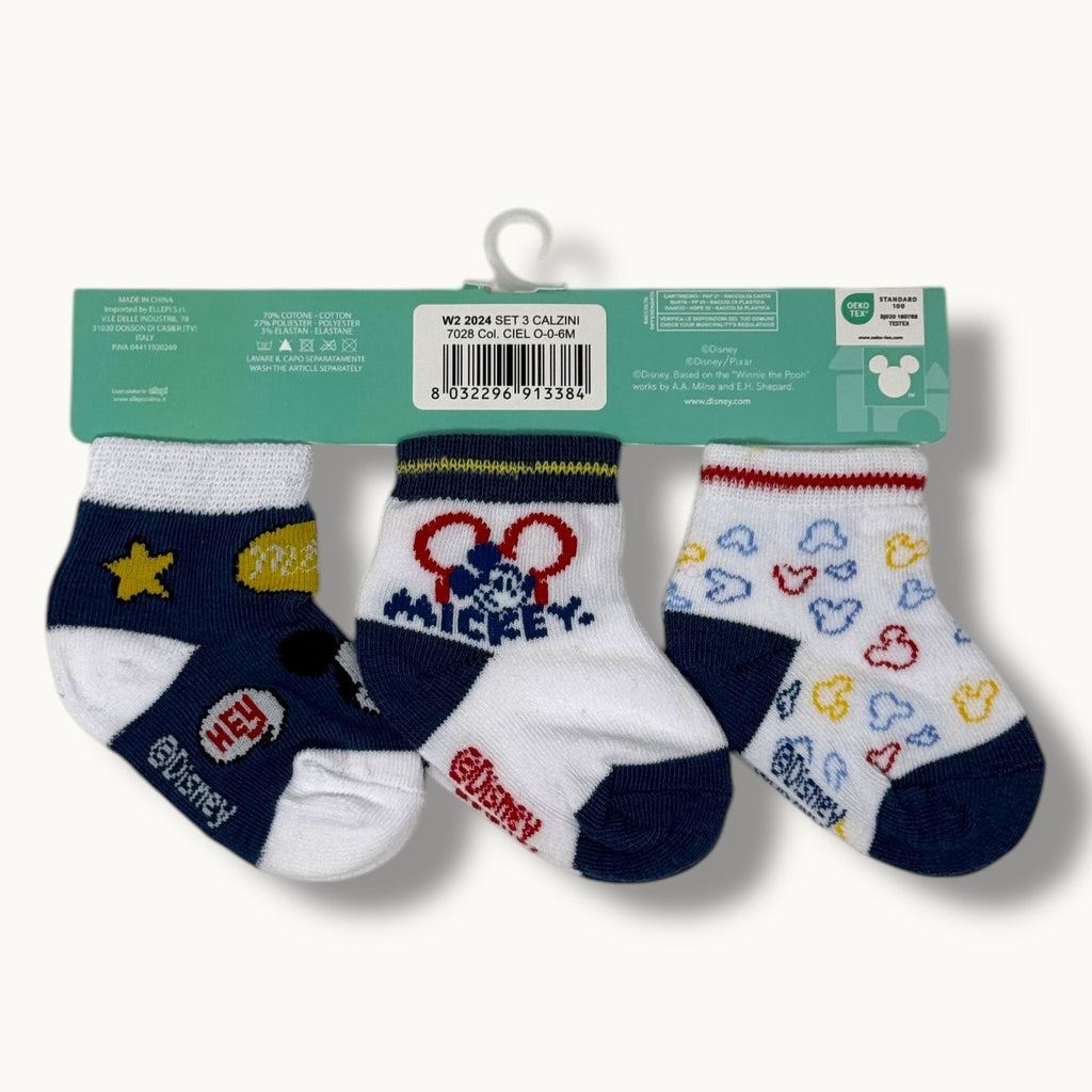 Disney - Confezione 3 Paia Calzini Prima Nascita Disney In Cotone Fantasy Disney Art. W22024