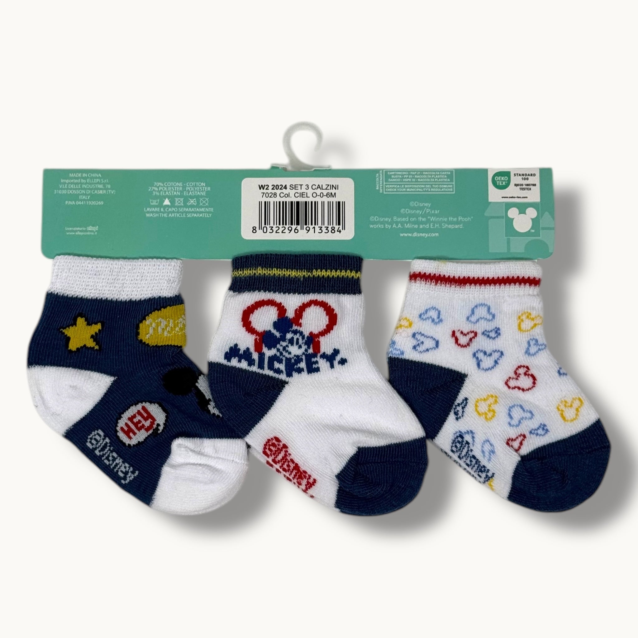 Disney - Confezione 3 Paia Calzini Prima Nascita Disney In Cotone Fantasy Disney Art. W22024