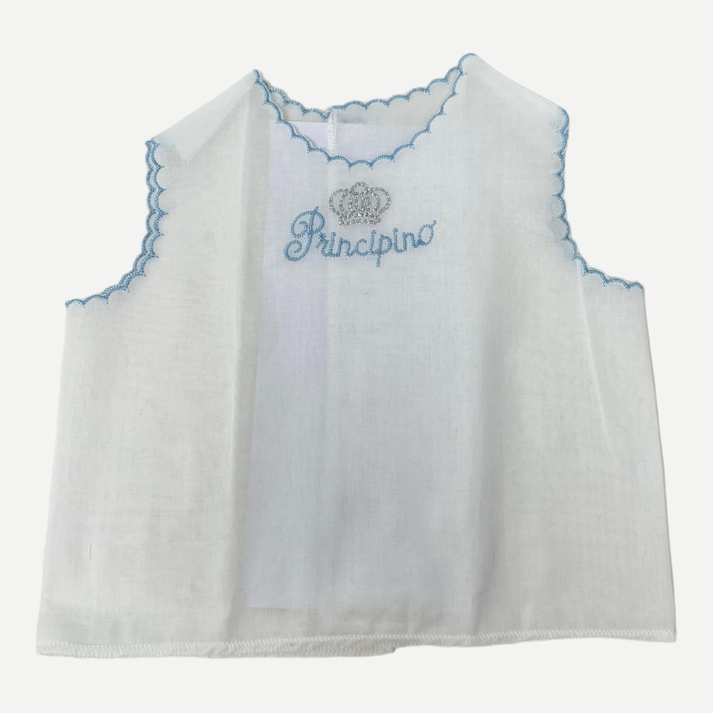 Nancy - Camicia Della Fortuna - Camicina Della Fortuna Neonato Senza Manica Puro Cotone Ricamo Principino-principessa Art. 81