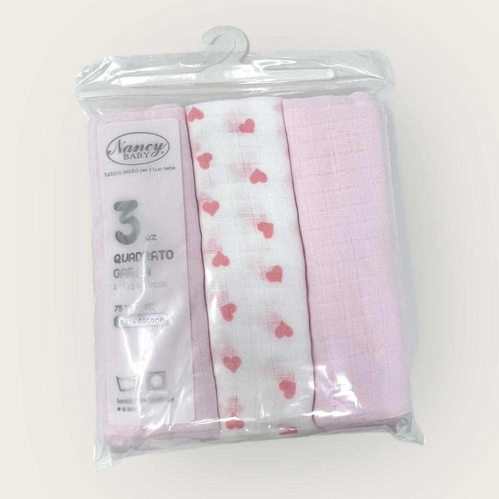 Nancy Baby Confezione 3 Pezzi Quadrato Garza 100% Cotone Mis. 75x75 Colorato Stampato  Art. 507