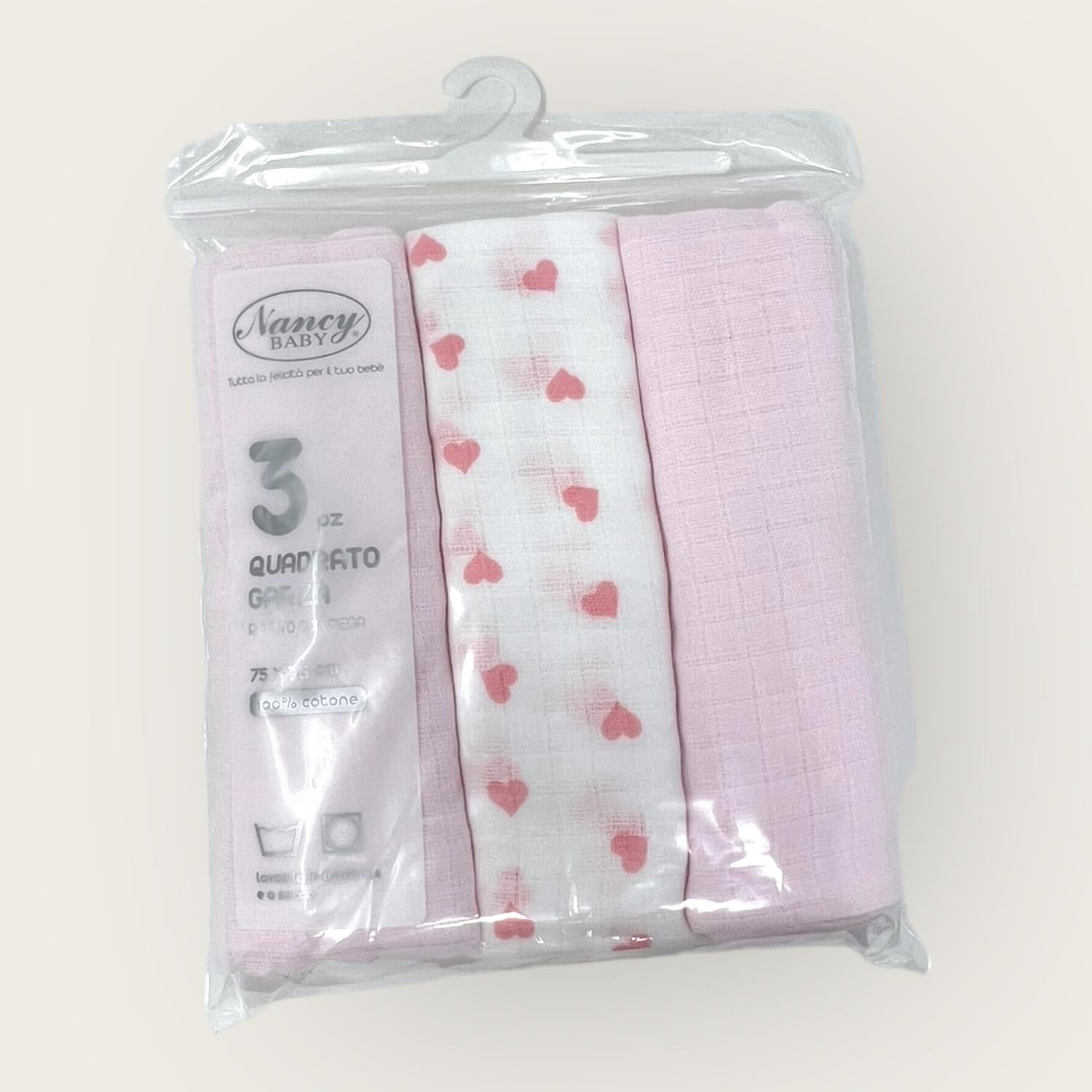 Nancy Baby Confezione 3 Pezzi Quadrato Garza 100% Cotone Mis. 75x75 Colorato Stampato  Art. 507