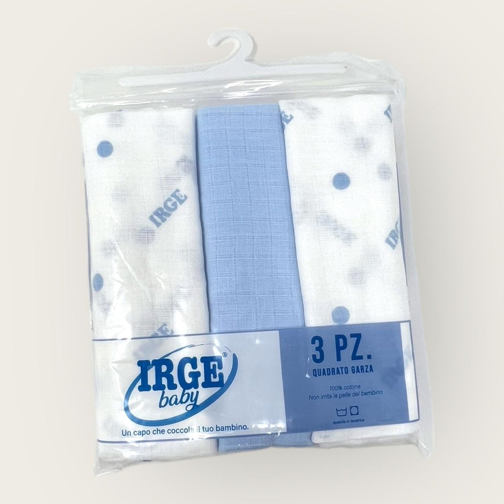 Irge Confezione 3 Pezzi Quadrato Garza 100% Cotone Mis. 75x75 Colorato Stampato  Art. Ir509