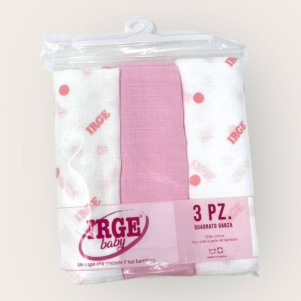 Irge Confezione 3 Pezzi Quadrato Garza 100% Cotone Mis. 75x75 Colorato Stampato  Art. Ir509