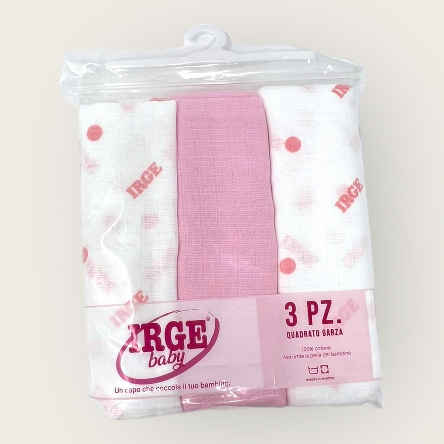 Irge Confezione 3 Pezzi Quadrato Garza 100% Cotone Mis. 75x75 Colorato Stampato  Art. Ir509