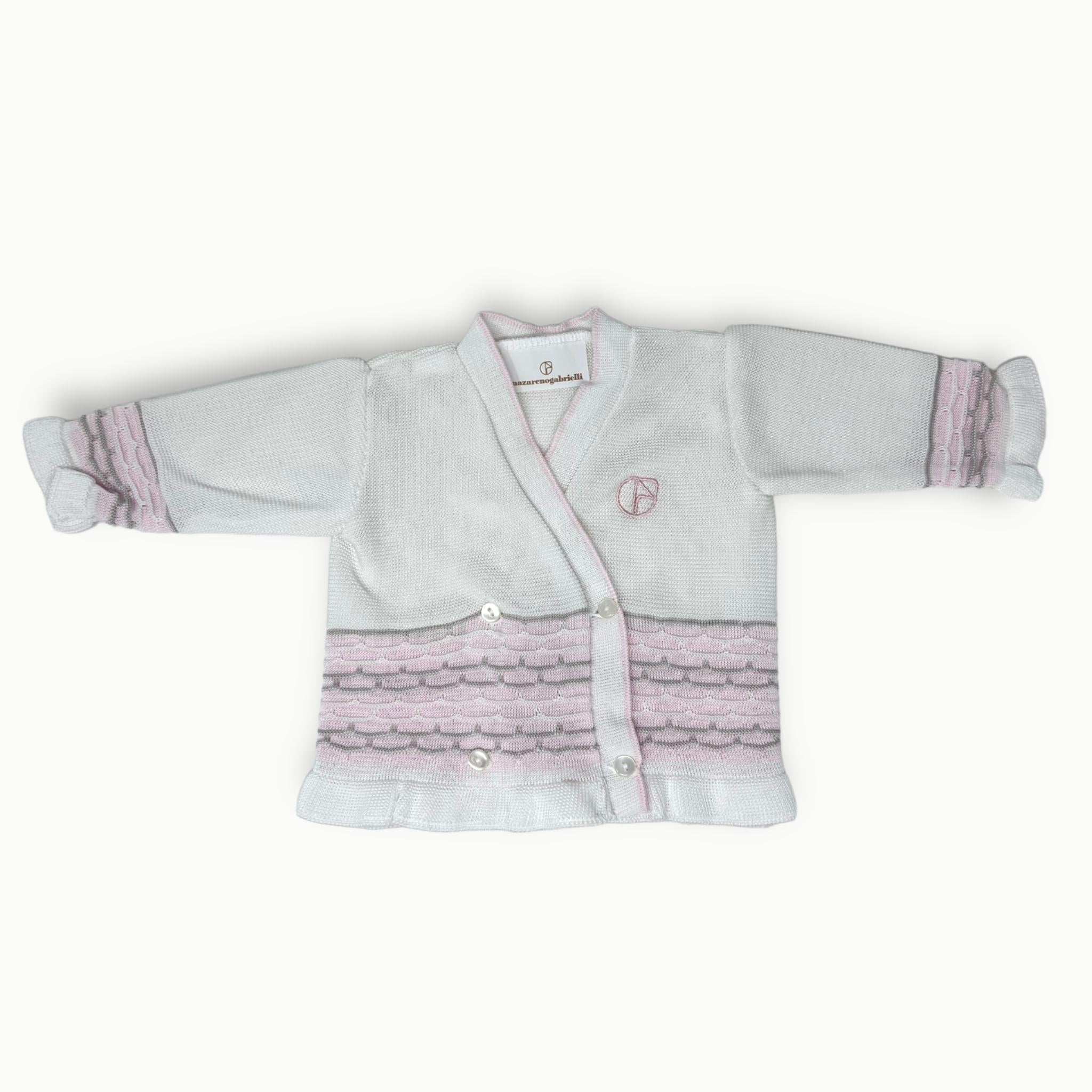 Nazareno Gabrielli Scaldacuore Neonato In Puro Cotone Ricamato Art. Ng751