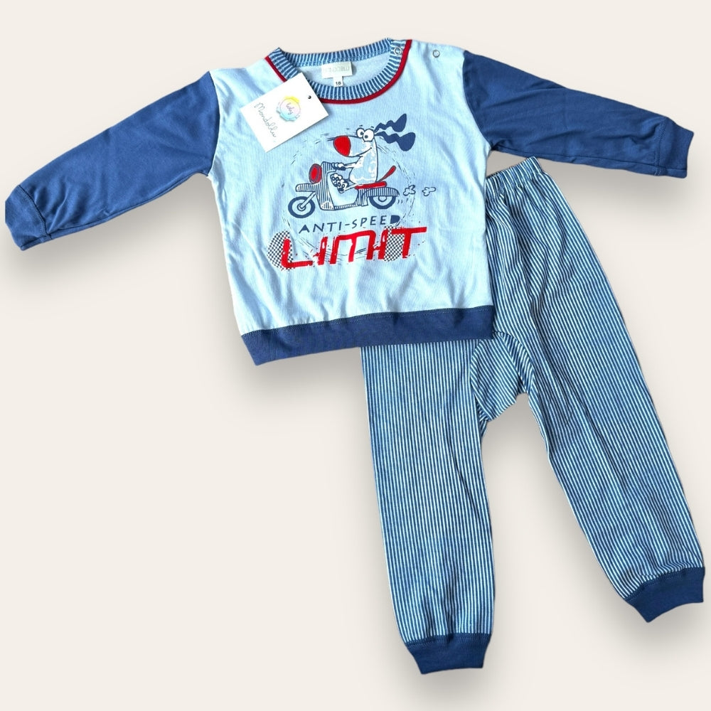 -mondoblu-primavera Pigiama Baby Masch. Stampato Lungo In Puro Cotone Pantalone Anatomico Art.24700