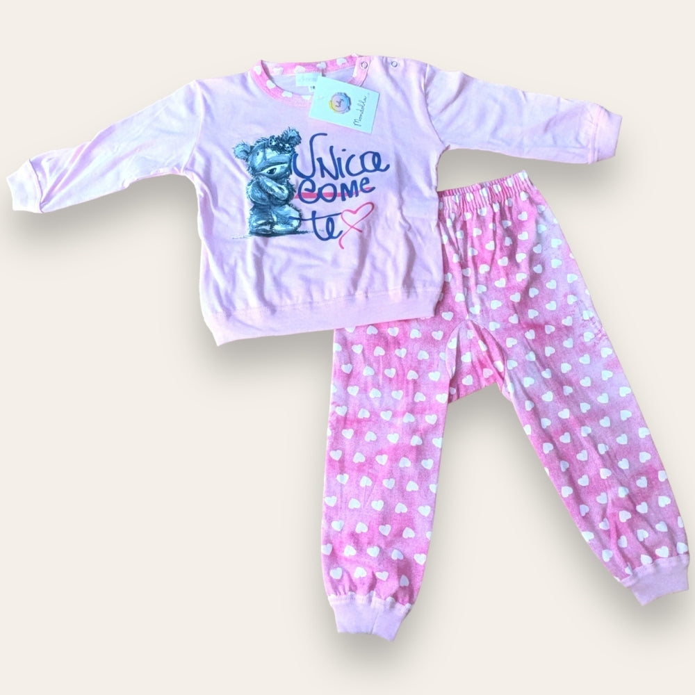 Mondoblu - Pigiama Neonata Femminuccia Stampato Lungo In Puro Cotone Pantalone Anatomico Art. 24722