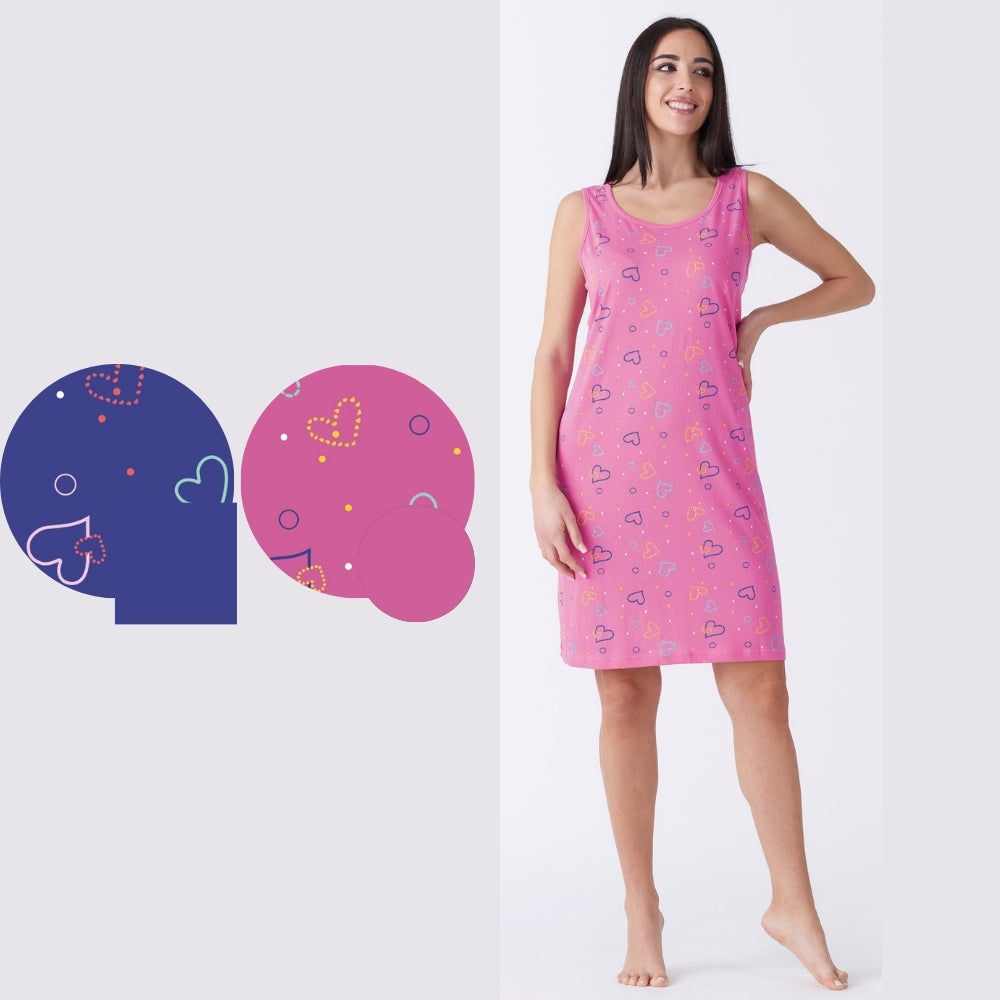 Vanuè - Abitino Casa Donna Spalla Larga Con Stampa In Puro Cotone  Art. Sv6842cg