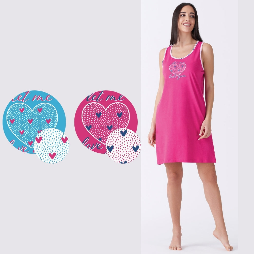 Vanuè - Abitino Casa Donna Spalla Larga Con Stampa In Puro Cotone  Art. Sv6851cg