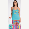 Vanue' Estate Pigiama Donna Corto Spalla Stretta In Puro Cotone Con Stampa Art. Vs0146pb