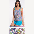 Vanue' Estate  Pigiama Donna Corto Con Spalla Stretta Fantasia In Puro Cotone Art. Vs0172pb