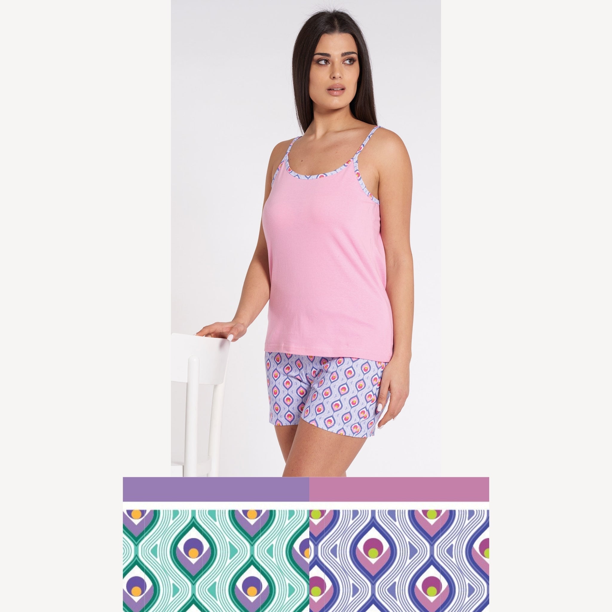 Vanue' Estate Pigiama Donna Corto Con Spalla Stretta In Puro Cotone Art. Vs0185