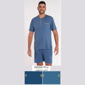 Vanuè - Pigiama Uomo Serafino Corto In Puro Cotone Con Taschino Art. Vs0206pcu