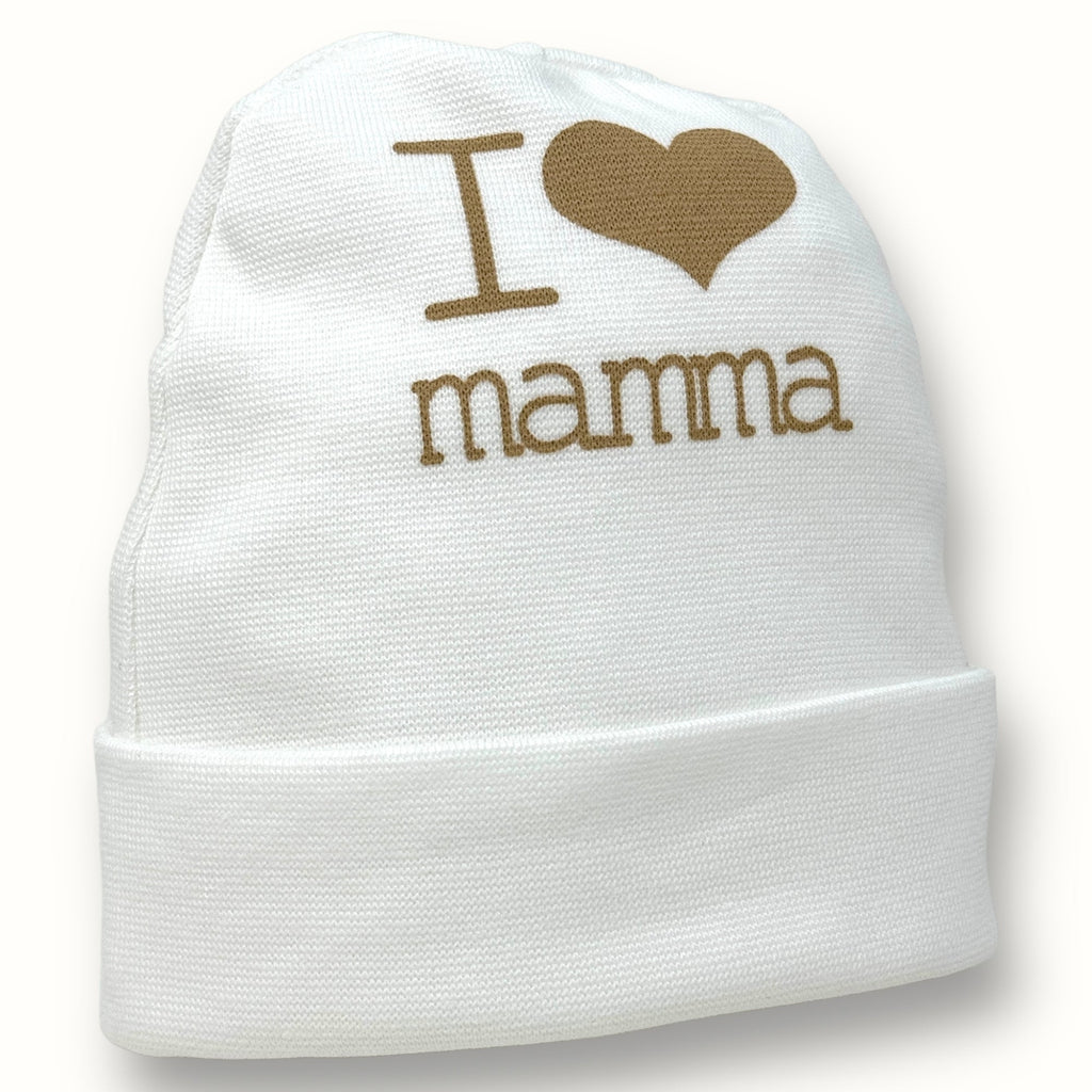 Teneri Bebè - Cappello Baby In Puro Cotone Con Stampa  I Love Mamma  Art. 1662-2