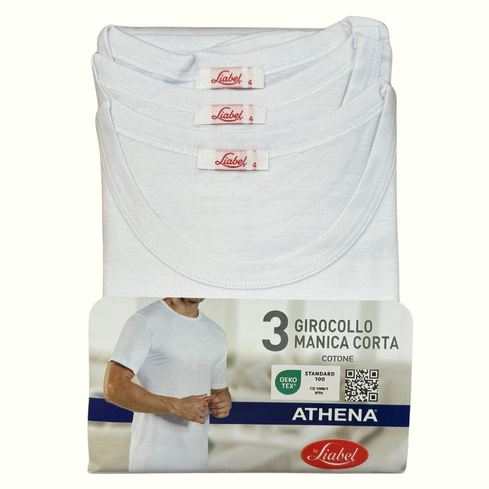 Liabel Set 3 Maglie In Cotone Da Uomo Girocollo In Extra Fine Bianche E Colorate  04428-t23