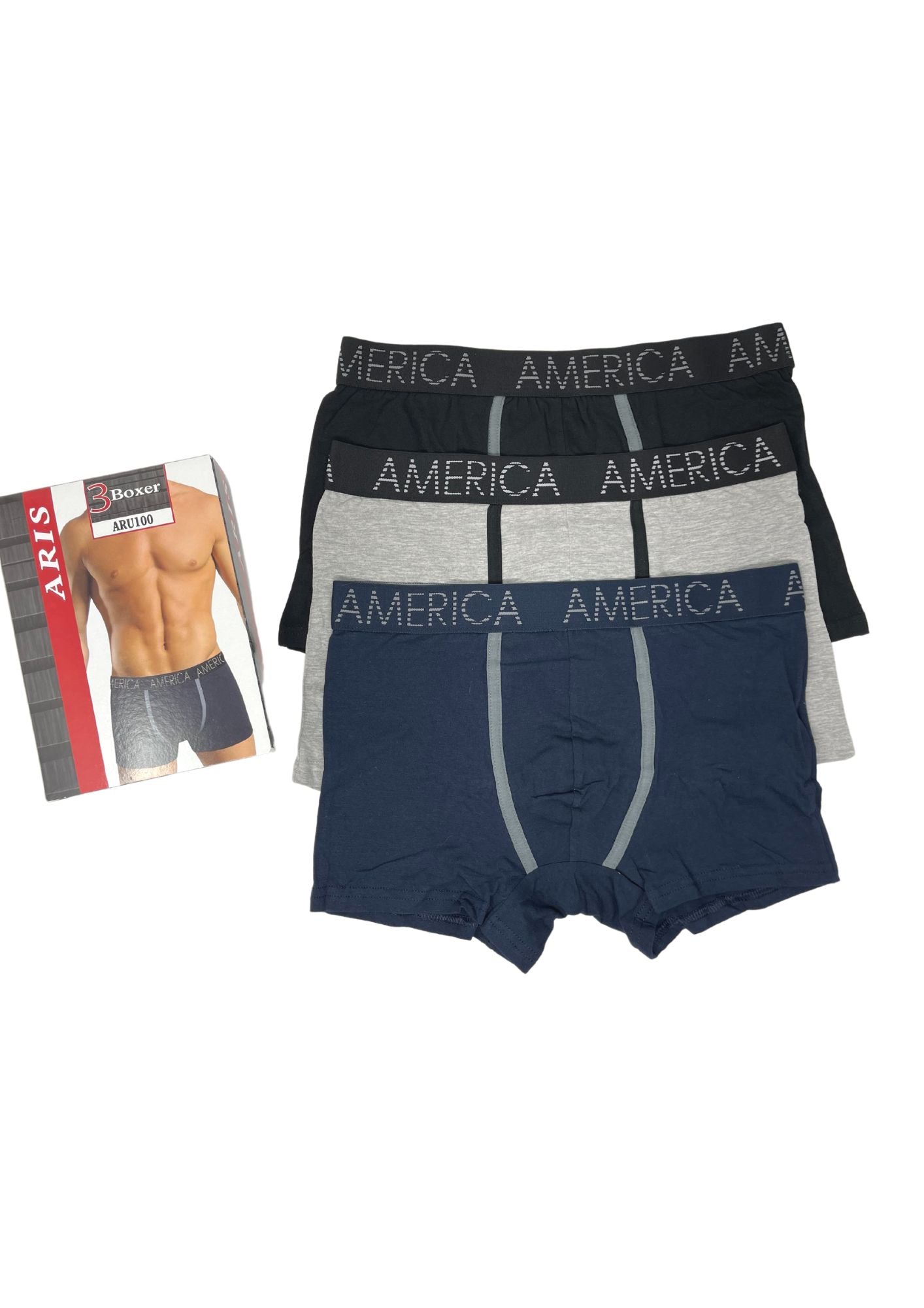 Aris - Pacco Da 3 Boxer Uomo In Cotone Elasticizzato Aru100